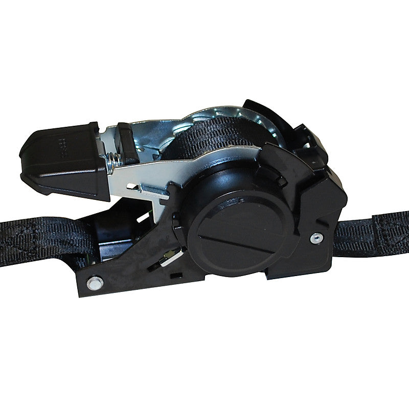 2-PACK RETRACTABLE RATCHET STRAP WITH S-HOOKS - BLACK 1" X 12'