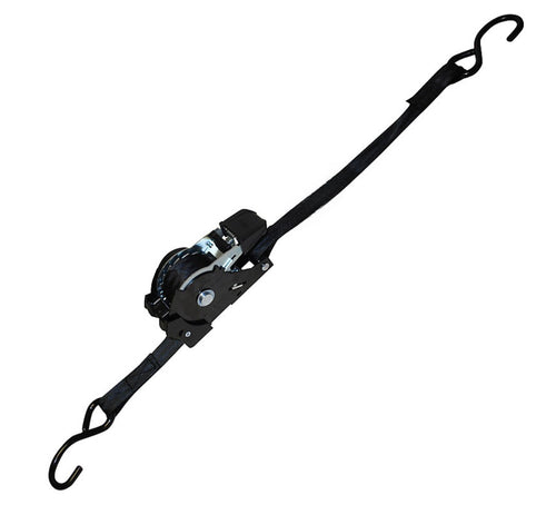 2-PACK RETRACTABLE RATCHET STRAP WITH S-HOOKS - BLACK 1" X 12'